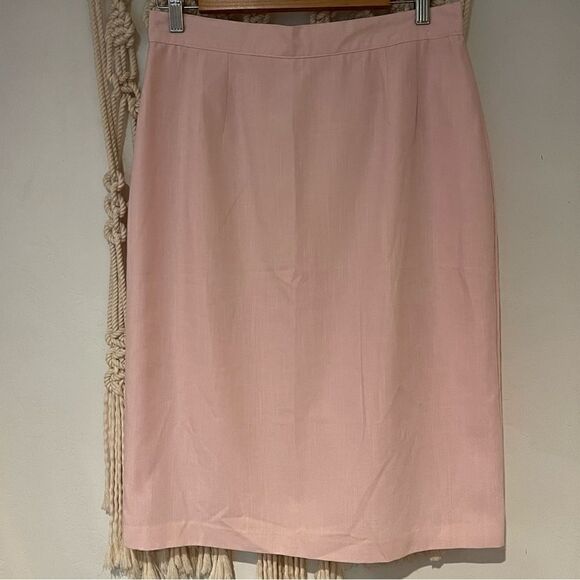 Vintage Pencil Skirt Blush Pink - Size Medium High Waisted - Capsule Wardrobe - Picture 1 of 8